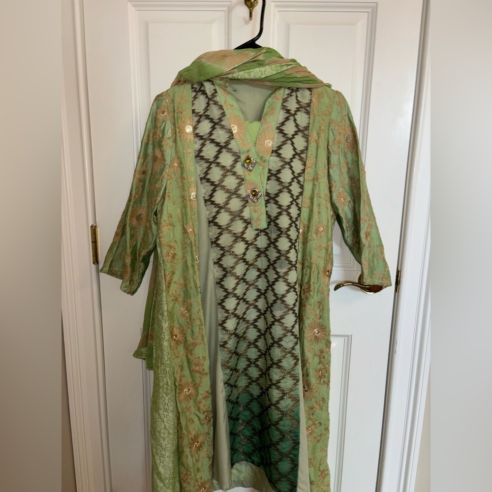 Green Embroidered Shalwar Kameez